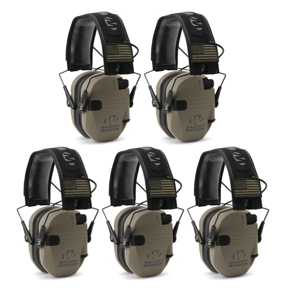 Walker's Razor Slim Electronic Shooting Muffs 5-Pack, Flat Dark Earth FDE