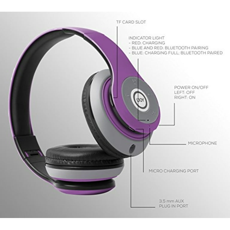 iJoy Matte Finish Premium Rechargeable Wireless Over Ear Bluetooth Headphones With Mic