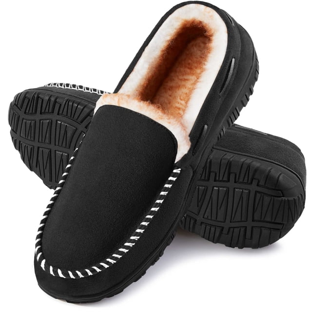 Berhood Mens Slippers Warm Memory Foam Slippers Fuzzy Plush Lining ...