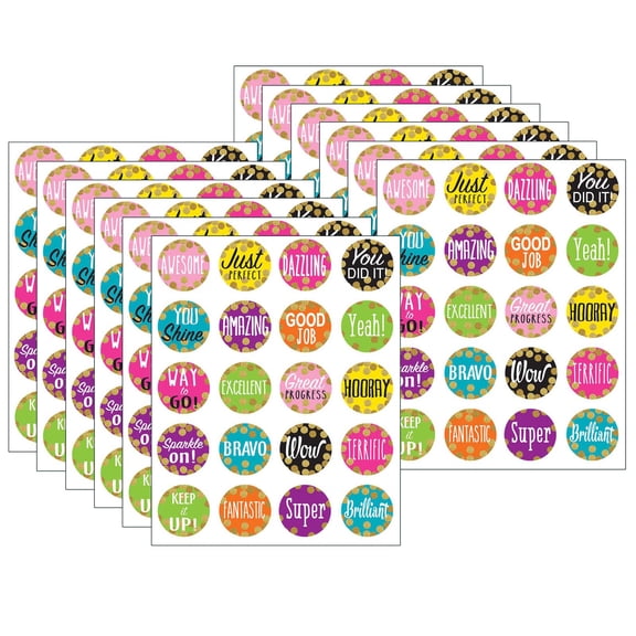 Teacher Created Resources Confetti Stickers, 120 Per Pack, 12 Packs