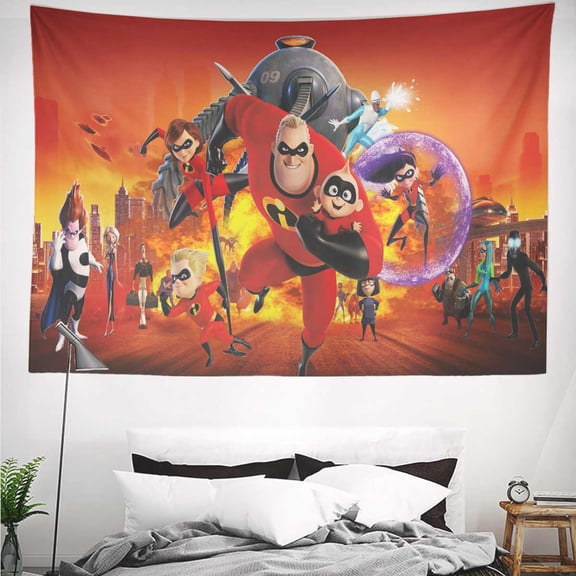 The Incredibles Tapestry Gift Wall Hanging Backdrop for Room Bedroom Girls Fans Background Banner Party Birthday Supplies Decor