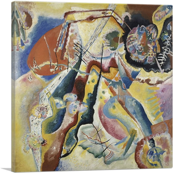 ARTCANVAS Painting with a Red Spot 1913 Canvas Art Print by Wassily Kandinsky - Size: 26" x 26" (0.75" Deep)