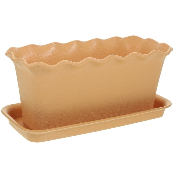 FONDOTIN 1 Set of Plastic Garden Flower Box Light Brown for Home Decoration and Plant Enthusiasts