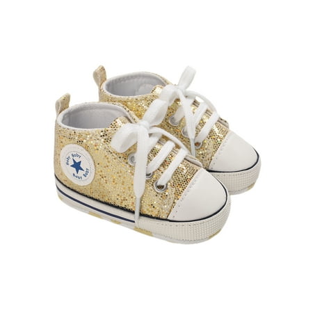

Inevnen Infants Unisex Sports Sequined Sneaker Walking Soft-Soled Non-Slip Lace up Shoes