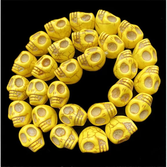 U8MO 14x16mm Yellow Turquoise Skull Loose Beads 14PCS