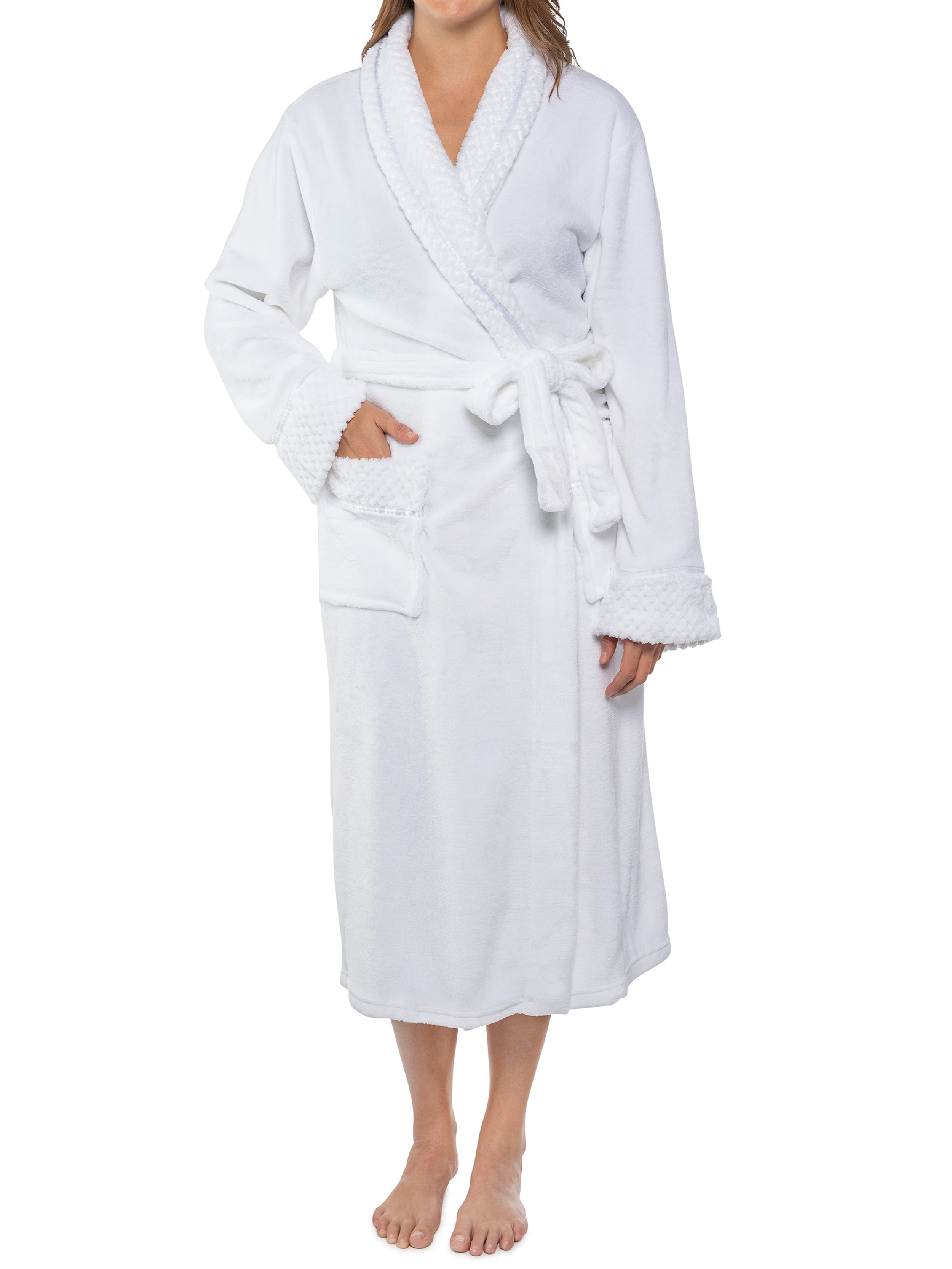 Pavilia - Deluxe Women Fleece Robe with Satin Trim | Luxurious Plush ...