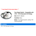 thumbnail image 2 of Turn Signal Switch - Compatible with 1973 - 1974 Chevy C10 Pickup, 2 of 2