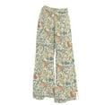 thumbnail image 4 of YUANGUANST Women's Wide Leg Pants Womens Wide Leg Palazzo Pants Boho Floral 2025 Summer Beach Culottes Flowy Casual Trousers For Vacation Business Work Casual Pants, 4 of 4
