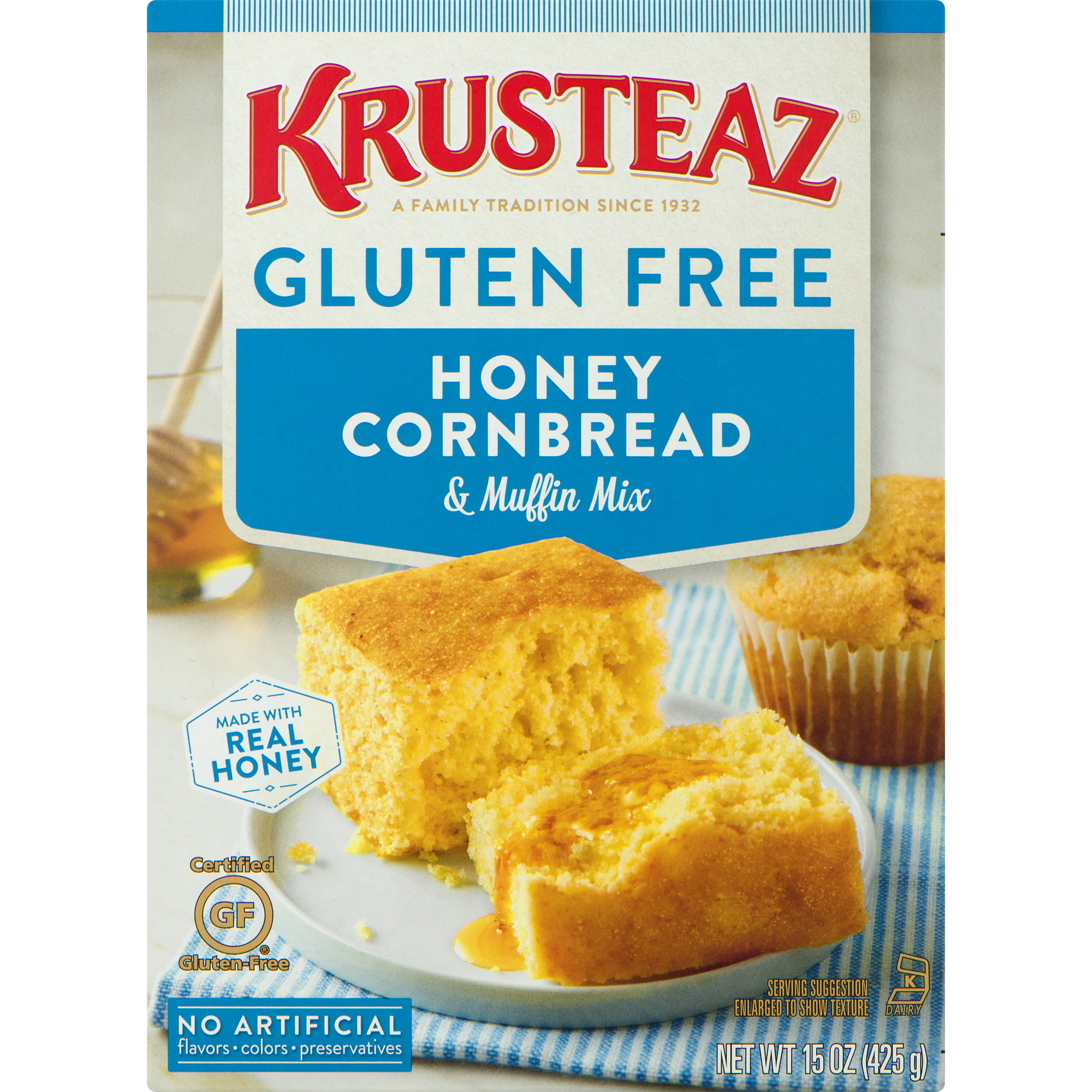 Krusteaz Gluten Free Honey Cornbread Mix, 15 oz Box - Walmart.com