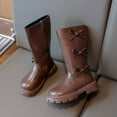 thumbnail image 6 of HUANBAI Stylish Girls Boots With Warm Fleece Children's Long Tube Boots British Style Boots With Bowknot Design For Every Occasion Girls Ankle Boots 5-5.5 Years, 6 of 6