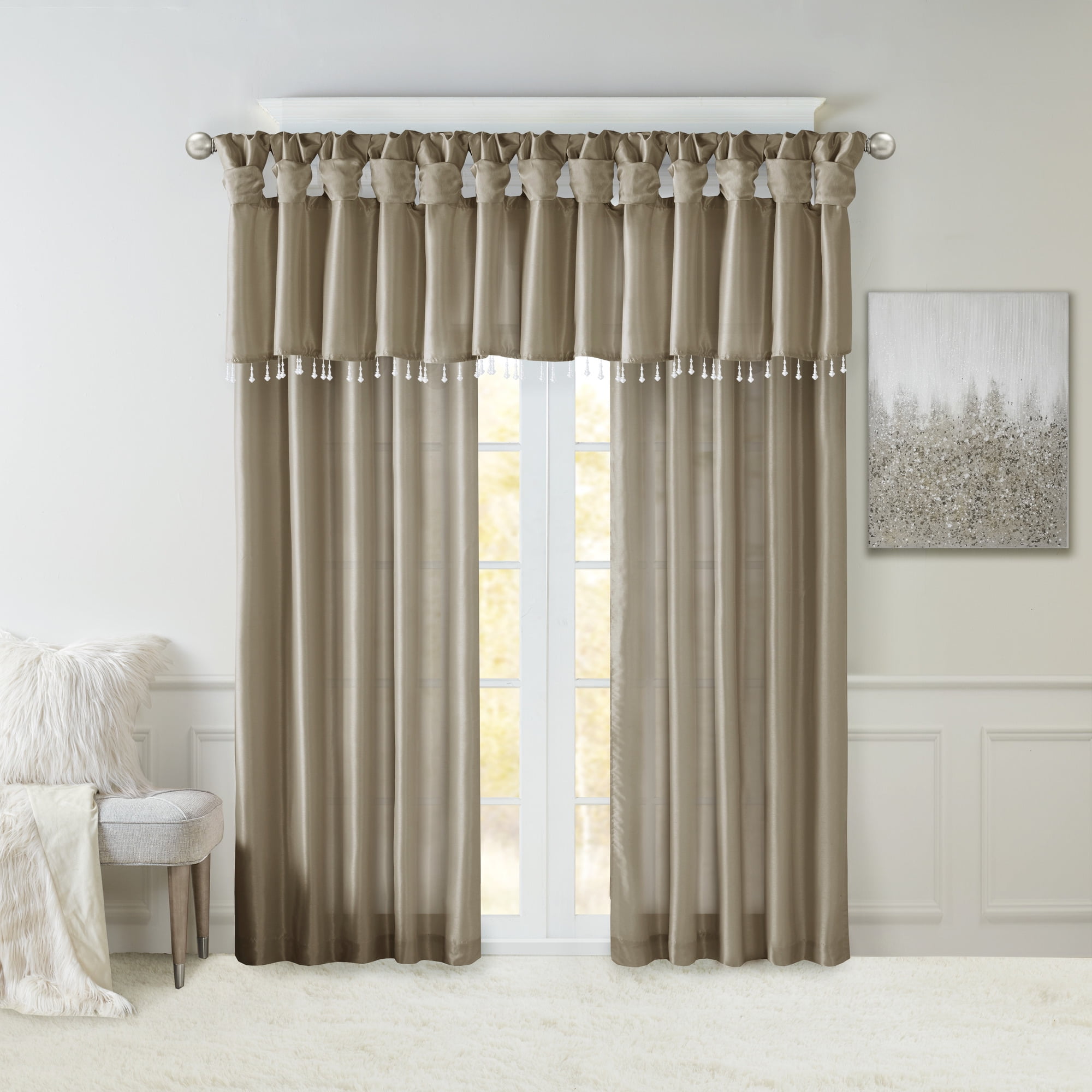 Home Essence Lillian Twist Tab Lined Window Curtain 