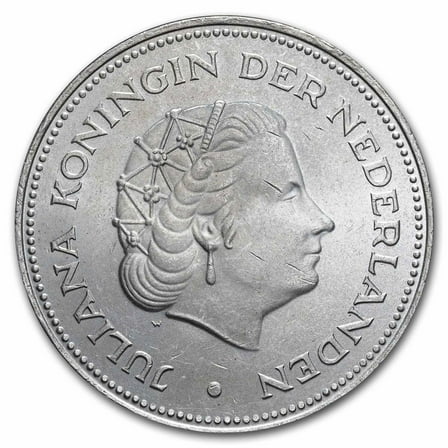 1970 Netherlands Silver 10 Gulden Queens AU/BU (ASW .5787)
