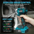 thumbnail image 3 of GPED Brushless 1/2” Impact Wrench, 20V Cordless Impact Wrench with 2-Mode Speed, Power Impact Wrench, Max Torque 280 ft-lbs (380N.m), Includes 2 x 3.0A Batteries for Truck Car Home Mower, Blue, 3 of 9