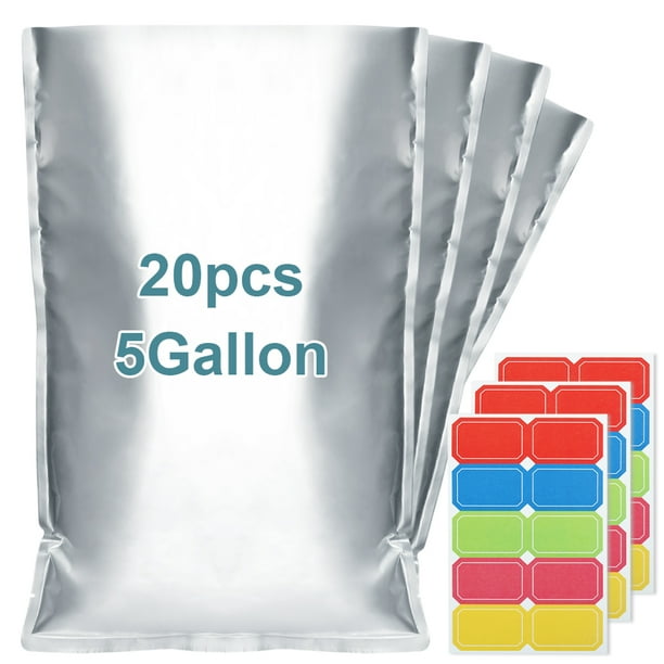 HRX 20pcs 5 GALLON Mylar Bags 10.5 Mil Mylar Bags for Food Storage with