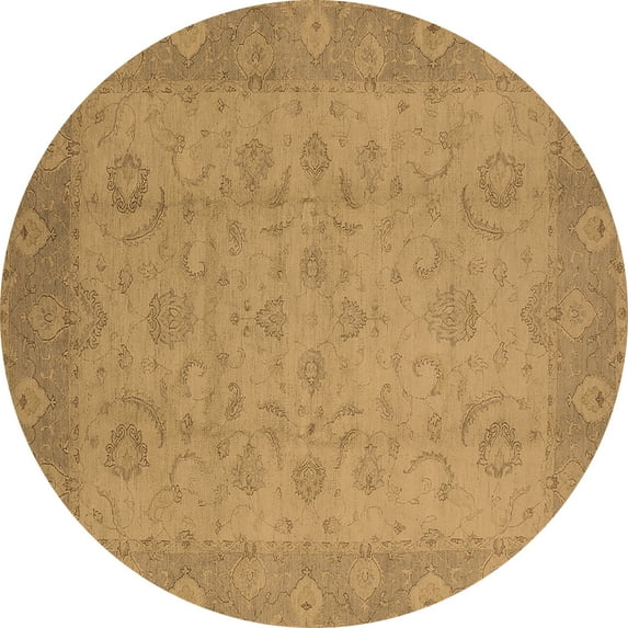 Ahgly Company Indoor Round Oriental Brown Industrial Area Rugs, 5' Round