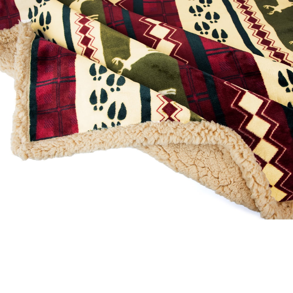 PAVILIA Christmas Sherpa Blanket Throw Queen Bed| Red Flannel Fleece Christmas Decoration Blanket| Plush, Warm, Soft Cozy Reversible Winter Holiday Blanket| Christmas Gift  90x90