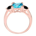 thumbnail image 3 of Mauli Jewels Rings for Women 2.2 Carat Cushion Shape Blue-topaz And Black Diamond Gemstone Ring Prong-Setting 10K Rose Gold, 3 of 6
