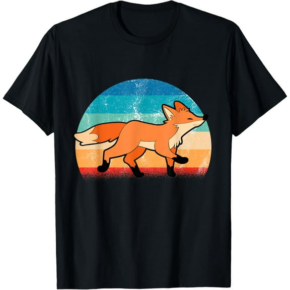 Fox Red Foxes Smart Vintage Wildlife Girls T-ShirtMen and women can wear, black T-shirts, gifts. Age: M,L,XL 2XL, 3XL, 145XL