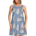thumbnail image 1 of Balery Cute Fat Cat Vestidos de verano para mujer con estampado: vestido holgado sin mangas, vestido playero informal y cómodo para días calurosos., 1 of 7