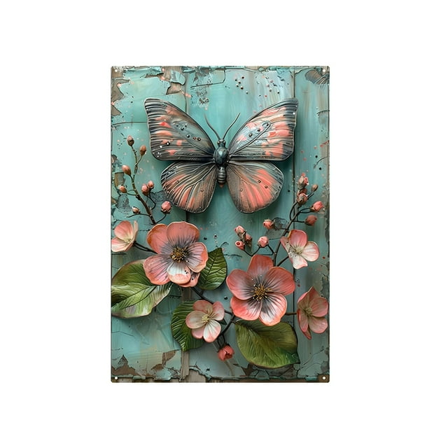 E 3D Simulation Metal Tin Sign Wall Art Waterproof Sunproof Iron Painting For Home Living Room Kitchen Decor Style E