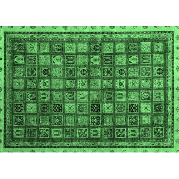 Ahgly Company Indoor Rectangle Oriental Emerald Green Modern Area Rugs, 6' x 9'