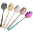 thumbnail image 1 of 5 Pack Stainless Steel Heavy Duty Metal 2 in 1 Spoon Fork Camping Cutlery Portable Travel Fork for Home Outdoor Use, 1 of 5