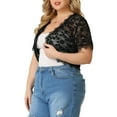 thumbnail image 4 of DARING DIVA Plus Size Sheer Shrug Floral Lace Shrugs Tops 4X Black, 4 of 7