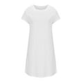 thumbnail image 4 of Women's Summer Casual Short Sleeve Round Neck Slim Dress Polyester Knee-Length Daily Wear Party Work Vacation Lightweight Soft Comfortable Machine Washable, 4 of 8