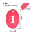 thumbnail image 2 of Uxcell Oval Number Tags Key Tag with Ring, 1-50 Numbered Red ID Tag for Coding, Decoration, Pack of 50, 2 of 5