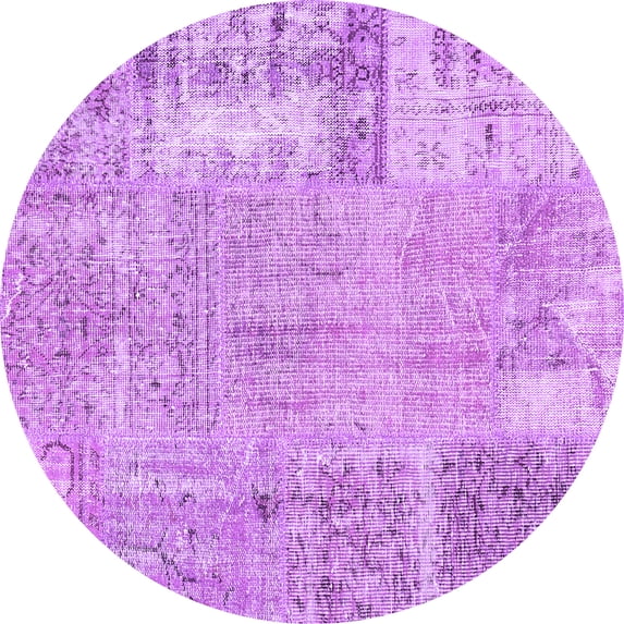 Ahgly Company Indoor Round Patchwork Purple Transitional Area Rugs, 6' Round