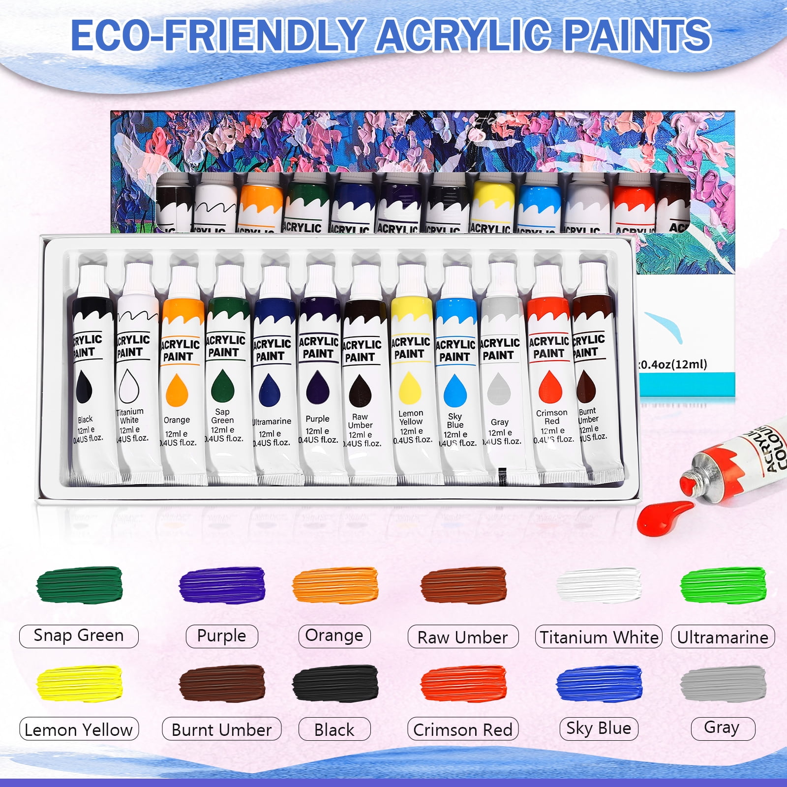 78 PCS Acrylic Paint Canvas Set, Sip and Paint Kits with 3 Wood Easel, 3 * 12 Colors, 30 Brushes, 6 Canvases, Painting Supplies Kit for Kids,Adults, Students, Artists and Beginners
