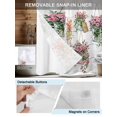 thumbnail image 5 of No Hook Shower Curtain with Snap-in Liner, Pink Spring Floral Waterproof Fabric Bathroom Curtains, Wooden Elegant Farmhouse Botanical Bath Curtains & Mesh Top Window 66"x72", 5 of 9