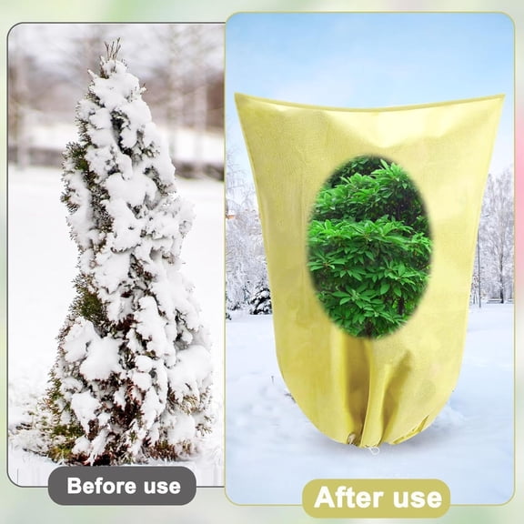 1 Pcs Plant Covers,Plant Covers Freeze Protection, 40" W x 47" H Frost Cloths for Outdoor Plants & Fruit Trees with Zipper and Drawstring, Thick Winter Plant Covers,Non-woven fabric(Beige)