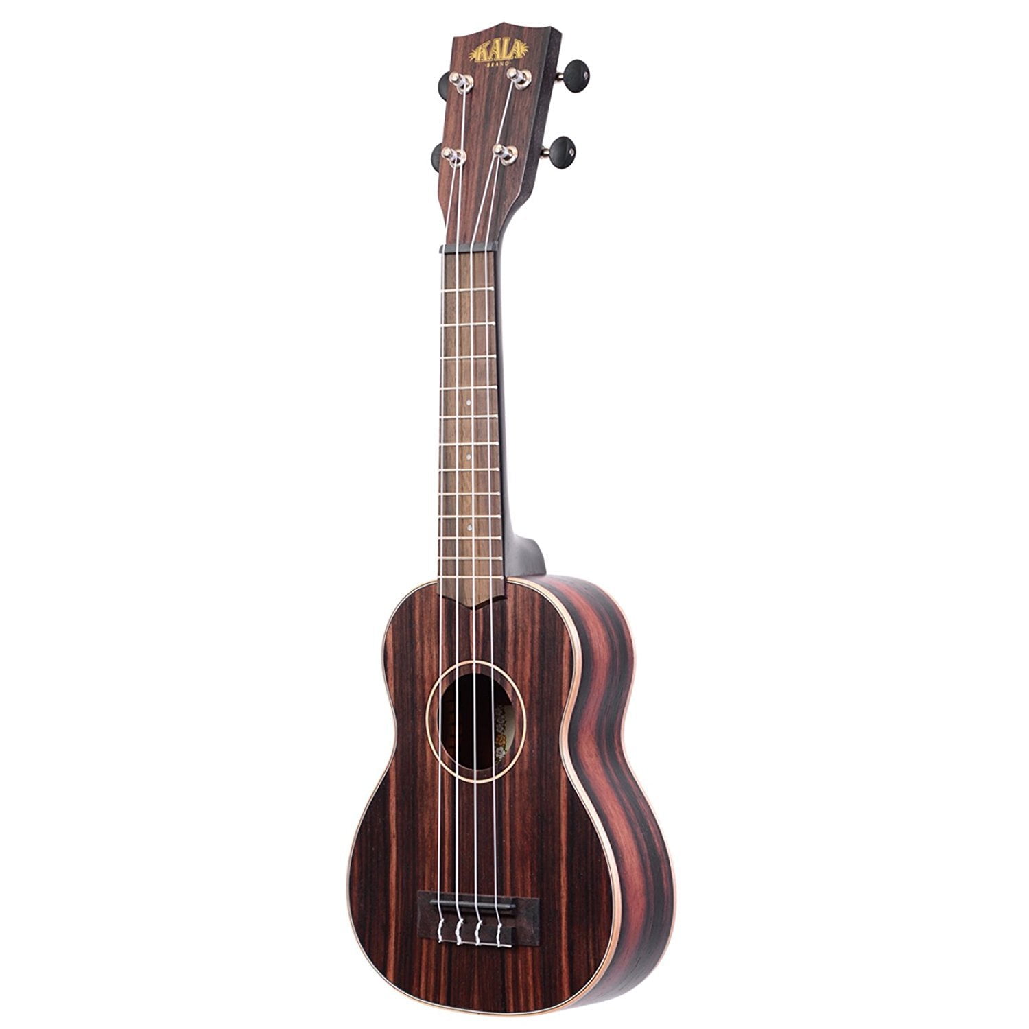 Kala KA-EBY-S Striped Ebony Soprano Ukulele Bundle with Hard Case, Tuner, Austin Bazaar Instructional DVD, and Polishing Cloth