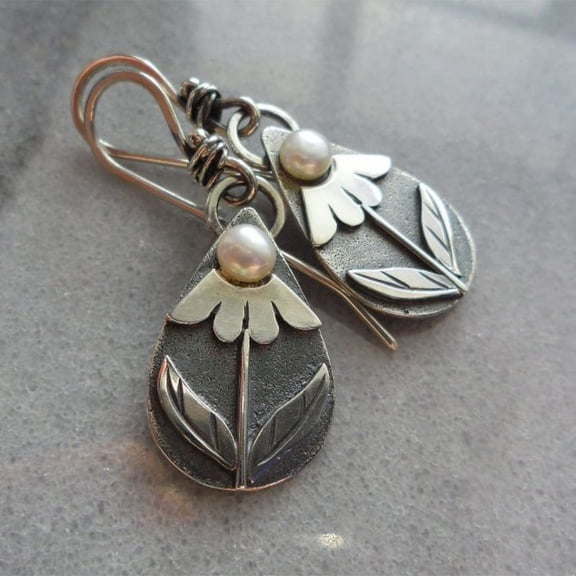 NAMZI Retro New Unique Design Style Dangle Drop Earrings for Women Ethnic Bohemian Vintage Jewelry (Silvery)