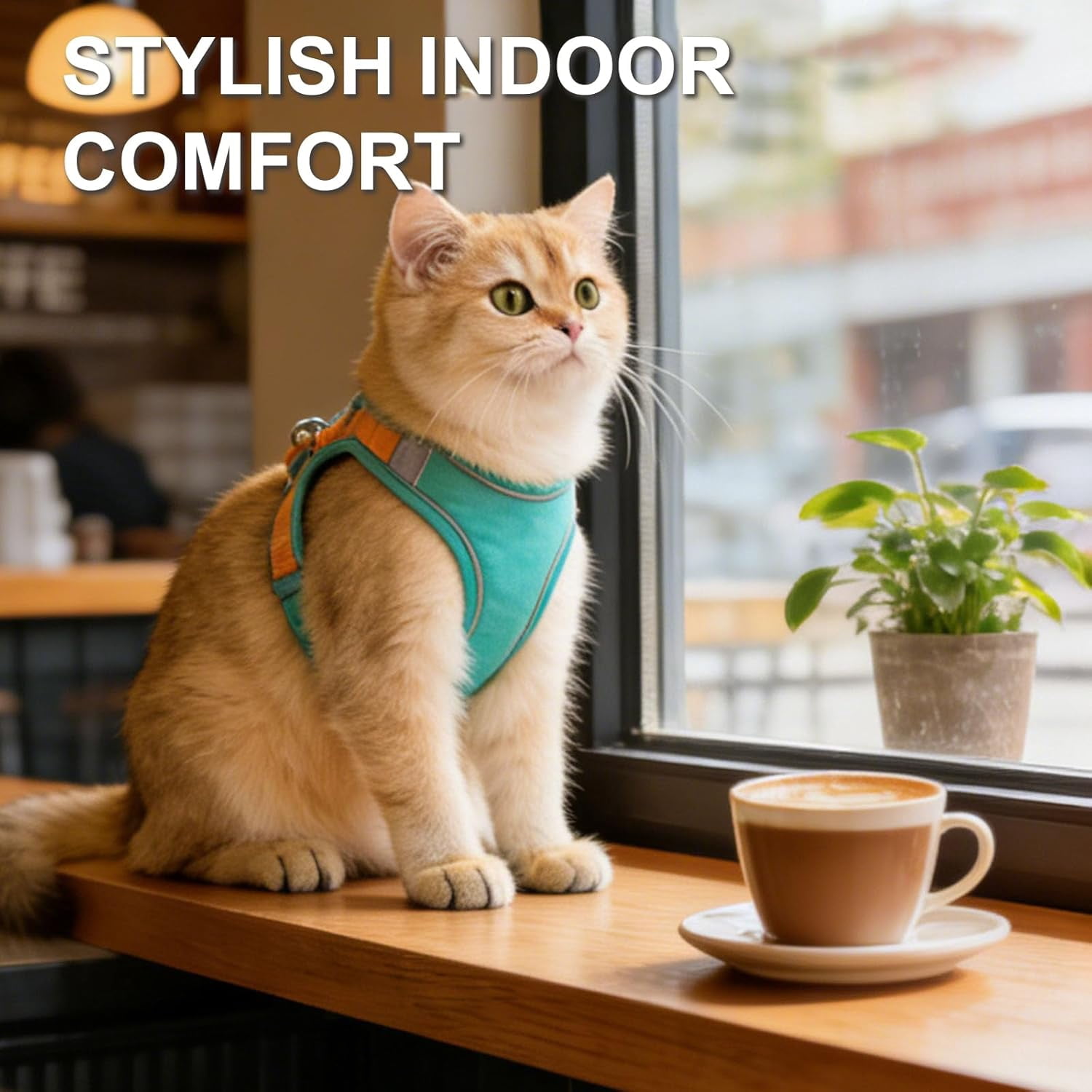 Escape-Proof Vest Style Cat Harness and Leash, Adjustable Step-in Cat Harness for Walking, Easy Wear Outdoor Harness for Small Medium Cats