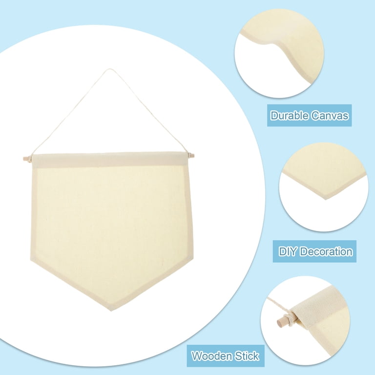 16 Pcs Blank Canvas Banners - White DIY Wall Display Flags For Enamel Pins & Decor
