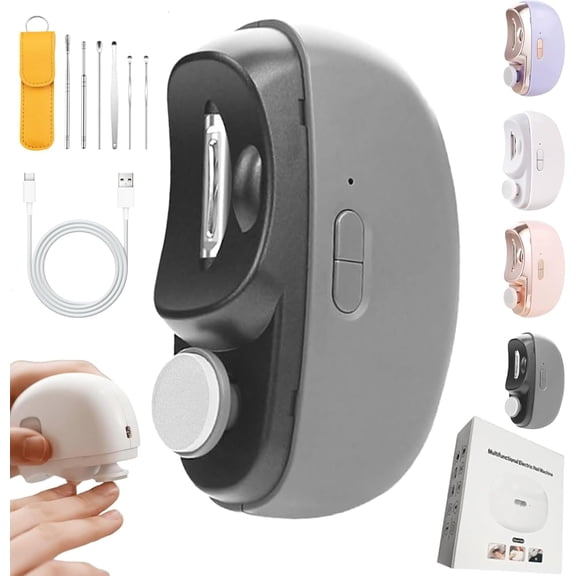 2 in 1 Electric Nail Clippers, 2026 New with Child Lock 2 Speeds Automatic Nail Trimmer for Seniors LED Light Cutting & Grinding, Fingernail & Toenail Clipper with Chip Storage