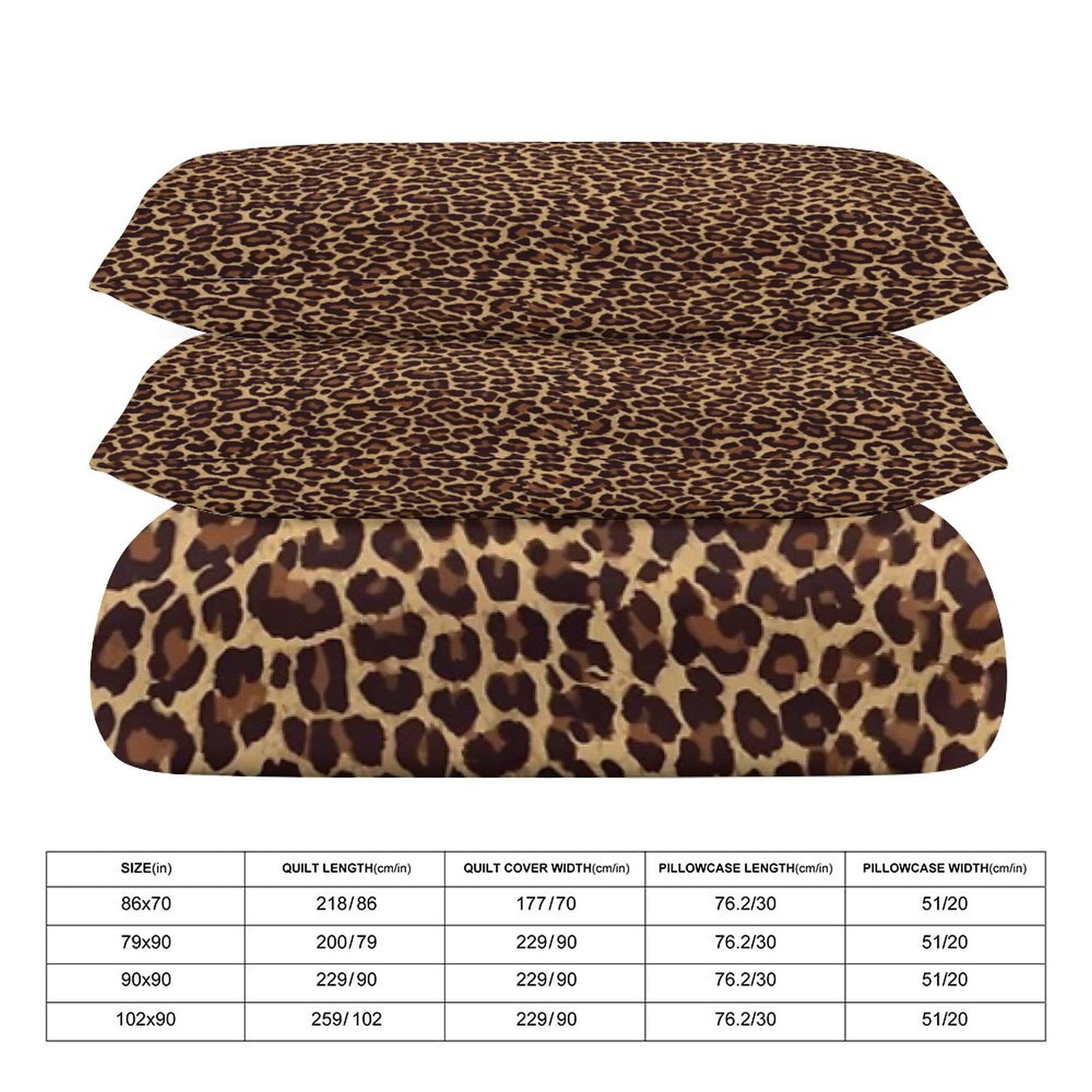3 Pcs Soft Bedding Set, Includes 1 Duvet Cover with Zipper And 2 Pillow Shams,Leopard Twin(86"x70")