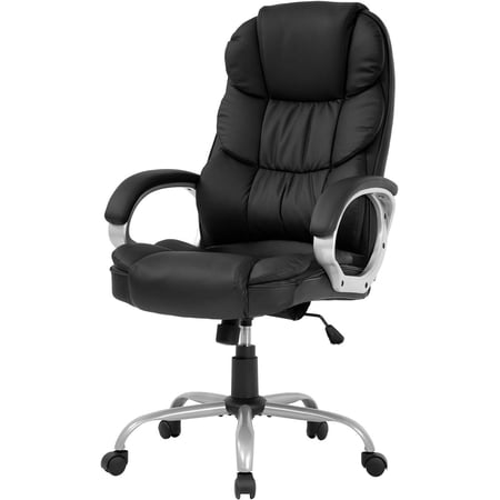XYTREW Office Chair Computer High Back Adjustable Ergonomic Desk Chair Executive PU Leather Swivel Task Chair with Armrests Lumbar Support-Black