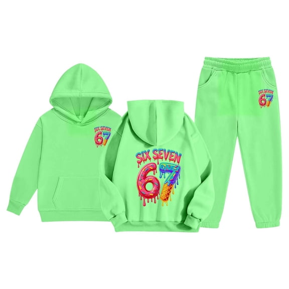 67 Kids Outfit Long Sleeve Pullover Sweatshirt & Jogger Pants Set - Six Seven Boys Girls Clothing