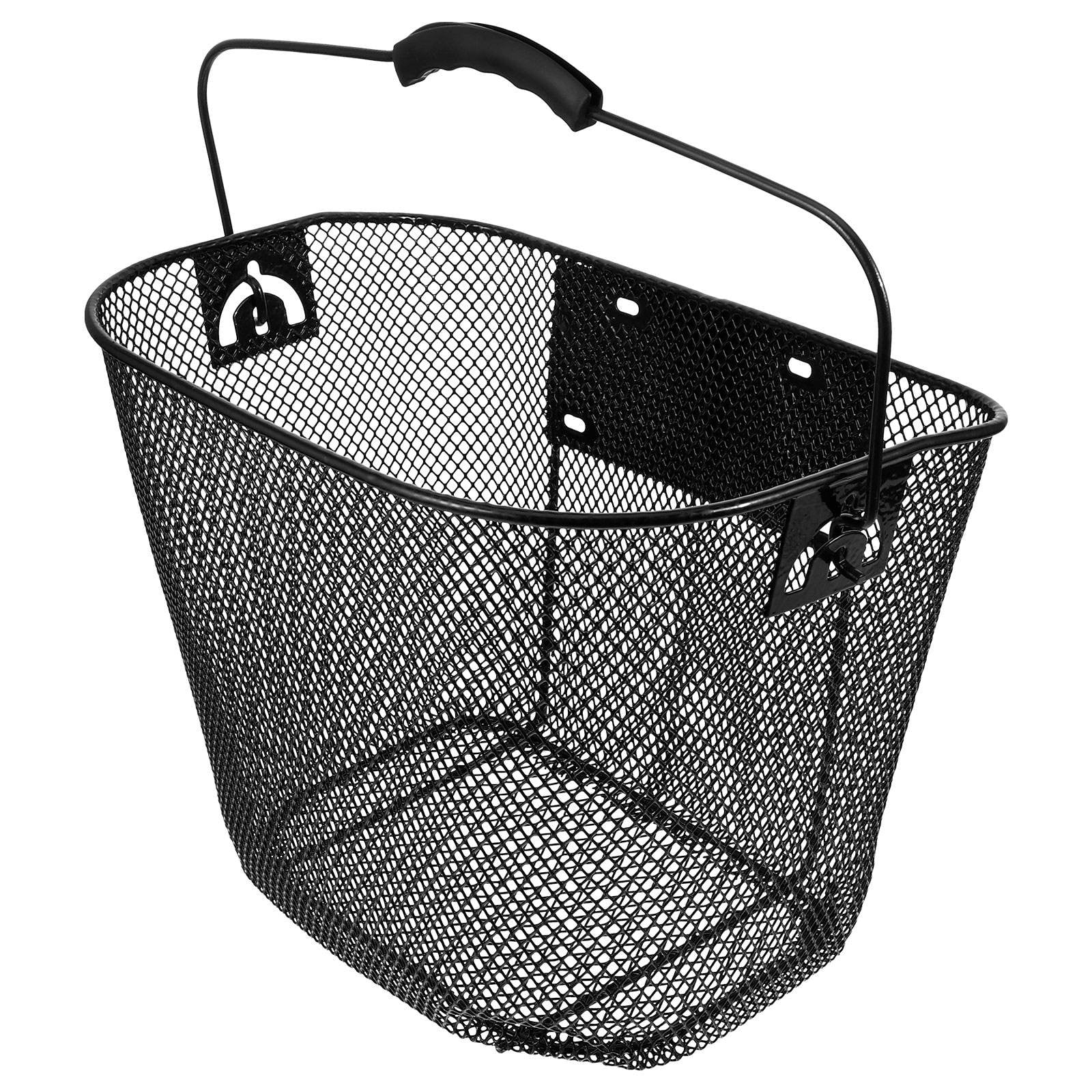 Toyvian Heavy Duty Front Basket, Detachable & Foldable Bike Storage Basket for Back to School, Black, 1 Set