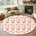 thumbnail image 2 of Valentine's Day Washable Round Area Rug 8 ft, Romantic Watercolor Pink Love Heart Beige Background, Soft Non Slip Rugs Stain Repellent Indoor Felt Carpet for Living Dining Room Bedroom Home Office, 2 of 9
