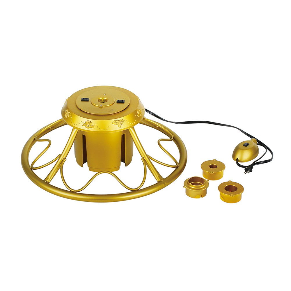 Home Heritage Golden Rotating Christmas Tree Stand for Trees up to 9