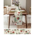 thumbnail image 3 of Christmas Balls Burlap-Cotton Table Runner 48 Inches Long,Red Green Xmas Botanical Poinsettia Rustic Farmhouse Table Runners,Outdoor Dining Tablecloths Decor for Baby Shower Party Wedding 13x48, 3 of 9