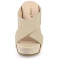 thumbnail image 2 of Sandalias De Cuña Con Plataforma Para Mujer Beige 8.5, 2 of 6