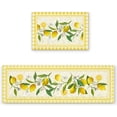 thumbnail image 3 of Kitchen Rugs, Lemon Yellow Buffalo Check Summer Watercolor Fruit Plaid Farmhouse Decor Non Slip Runner Rug Mat for Floor, Kitchen, Bedside, Sink, Office, Laundry, Set of 2, 3 of 6