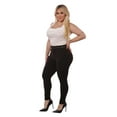 thumbnail image 3 of Plus Size Sculpting Treggings With Faux Leather Belt - Black, 3 of 9