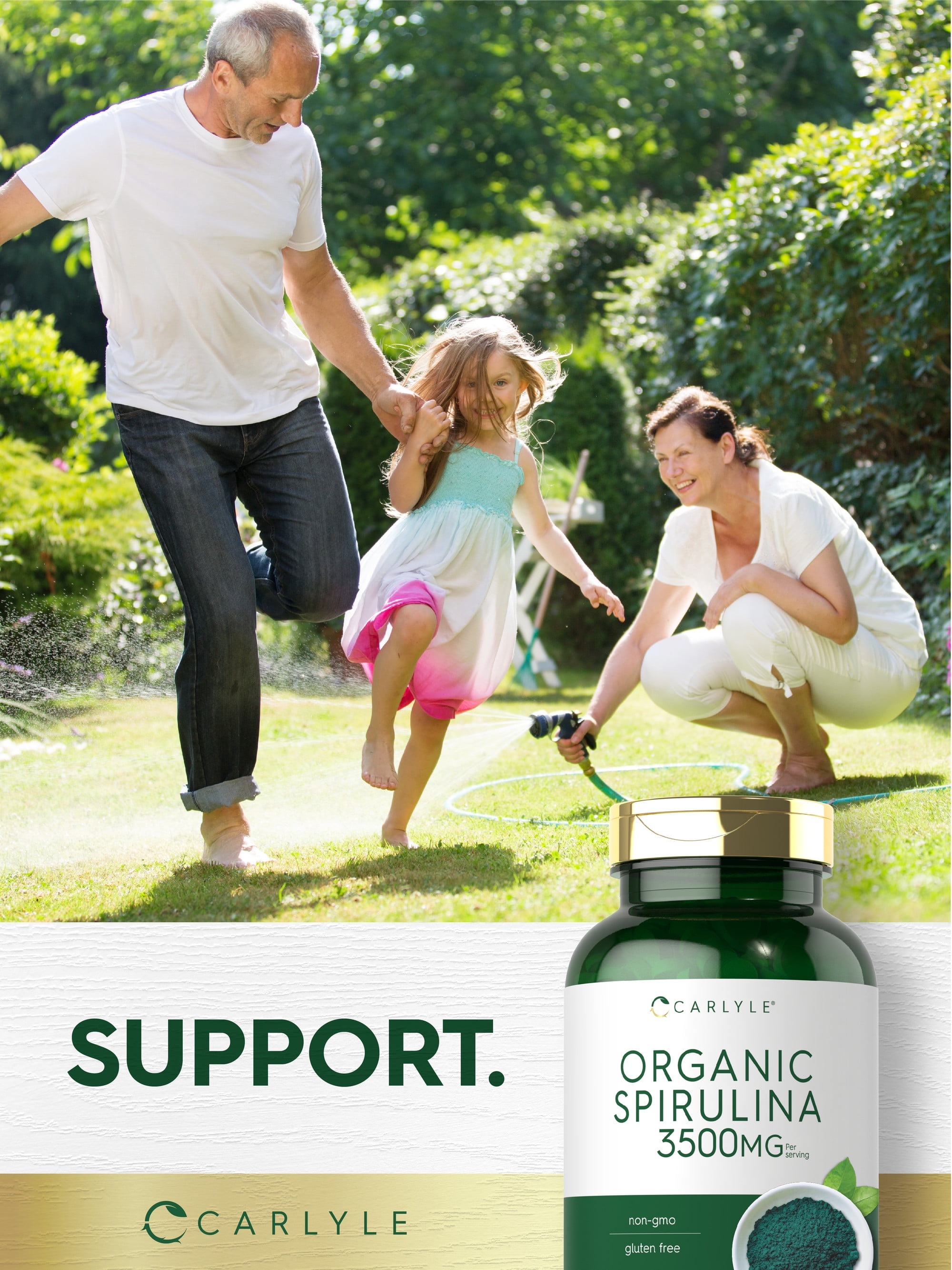 Organic Spirulina Capsules 3500mg | 500 Tablets | Non-GMO & Gluten Free | By Carlyle