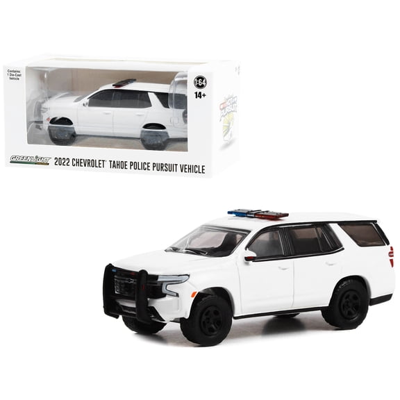 2022 Chevrolet Tahoe Police Pursuit Vehicle (PPV) White "Hot Pursuit" "Hobby Exclusive" 1/64 Diecast Model Car by Greenlight